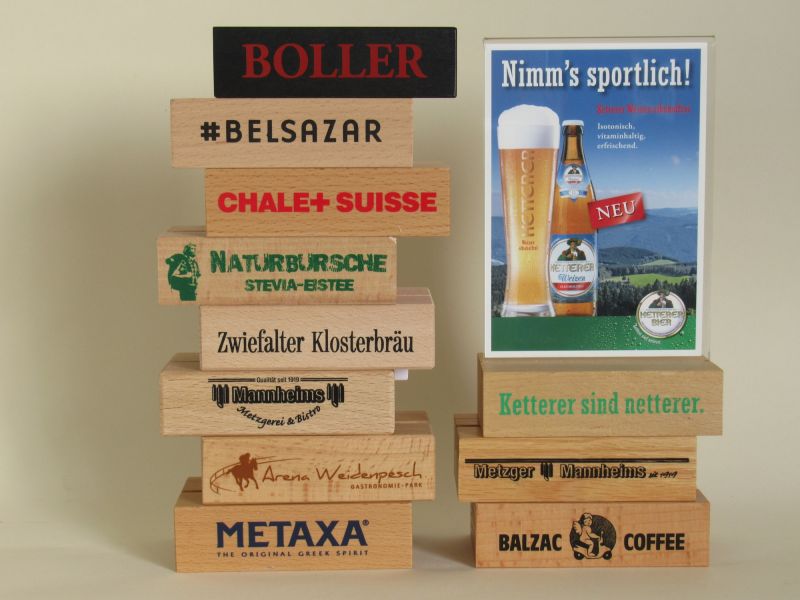 Tischaufsteller POS Holz | individuelle Drucke Flyer Tafel